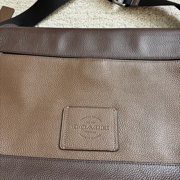 Coach Hudson Messenger In Colorblock Tobacco Mahagony Leather Bag Snap Belt - Picture 10 of 11